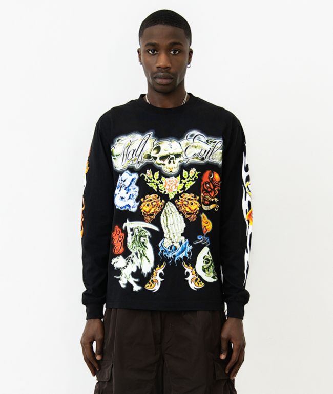 HALF EVIL Tattoo Parlor Black Long Sleeve T-Shirt - Half Evil