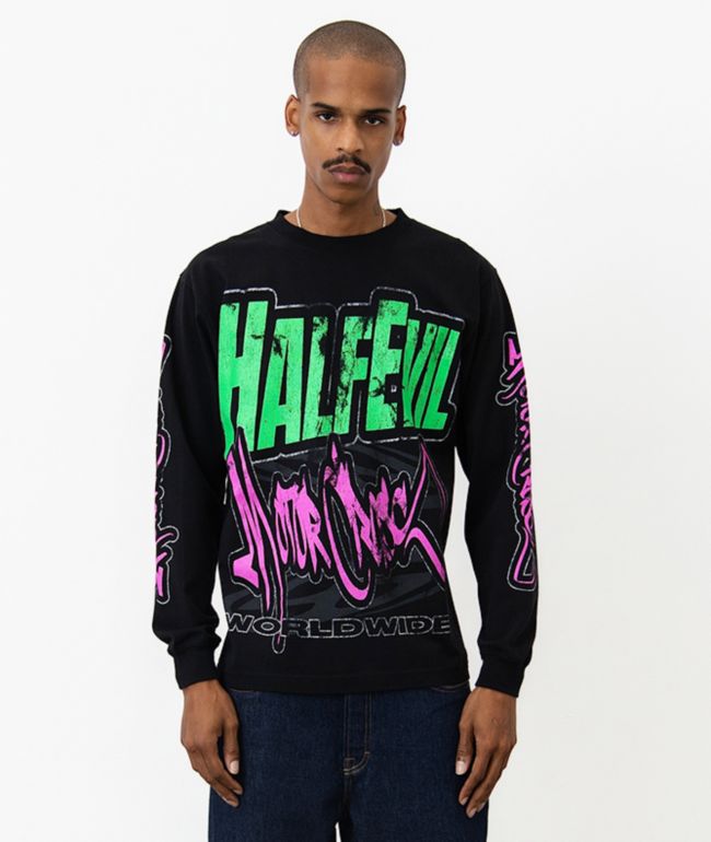 HALF EVIL Motorcross Black Long Sleeve T-Shirt - Half Evil