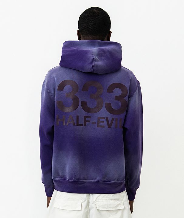HALF EVIL Logo Ube Purple Wash Hoodie - Half Evil