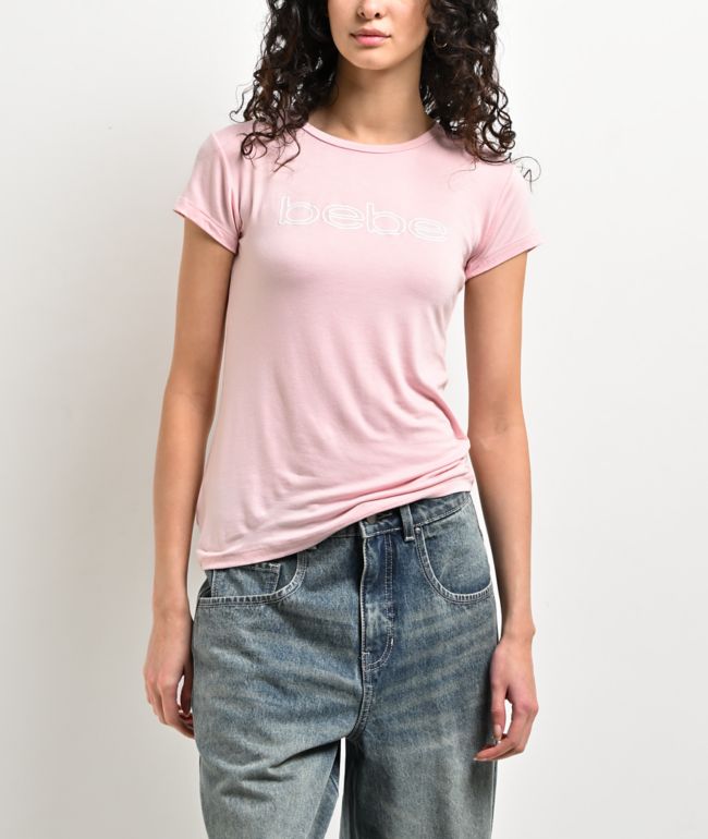 bebe Gloss Logo Pink T-Shirt - bebe