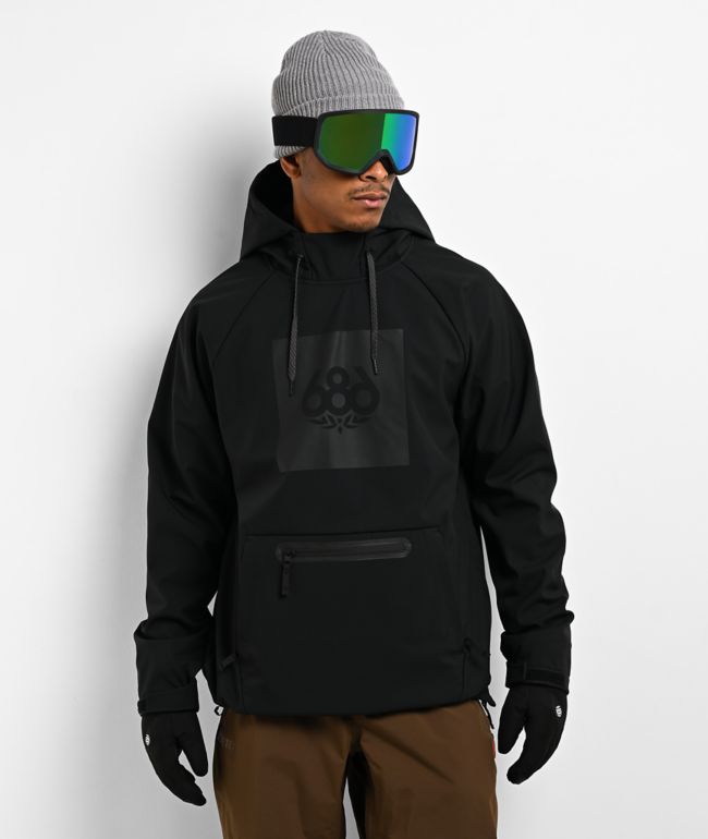 686 Waterproof Black 10K Snowboard Hoodie - 686