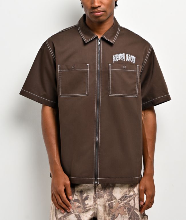 Ninth Hall Salvation Brown Zip Work Shirt - Ninth Hall