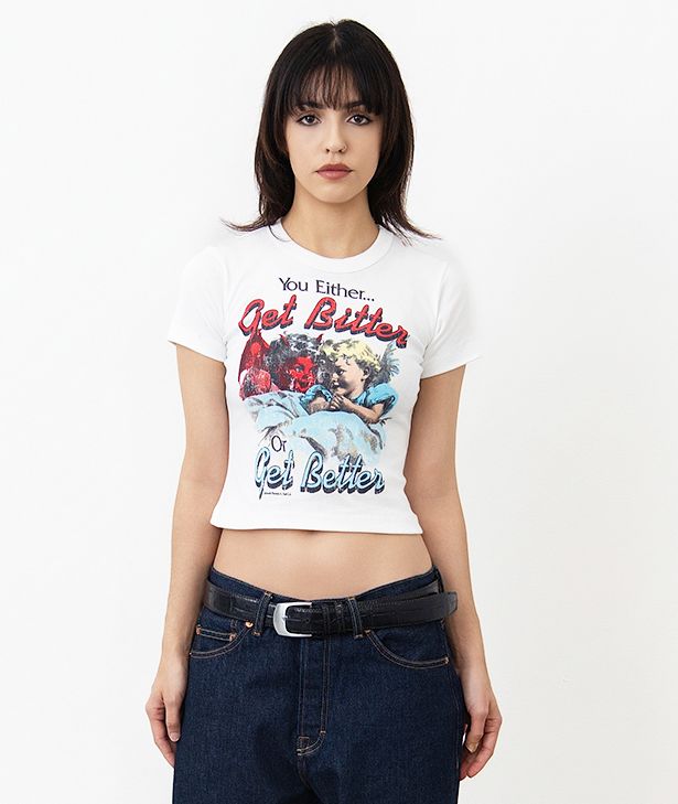HALF EVIL Bitter Or Better White Crop T-Shirt - Half Evil