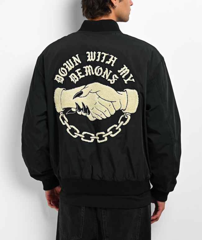Lurking Class by Sketchy Tank Demons Stadium Black Bomber Jacket - Lurking Class by Sketchy Tank