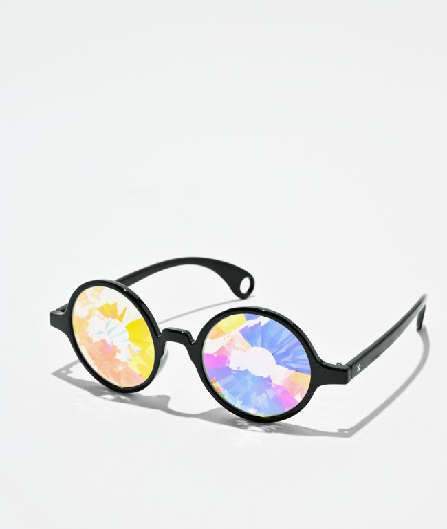 GloFX Kaleidoscope Rainbow Wormhole Black Glasses - GLOFX
