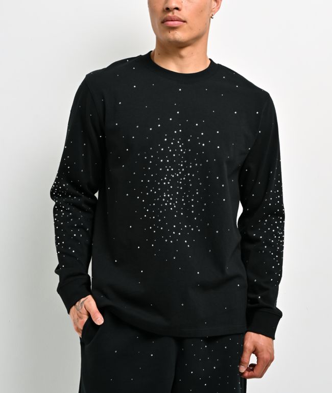 Ninth Hall Fundamentals Rhinestone Black Boxy Long Sleeve T-Shirt - Ninth Hall Fundamentals