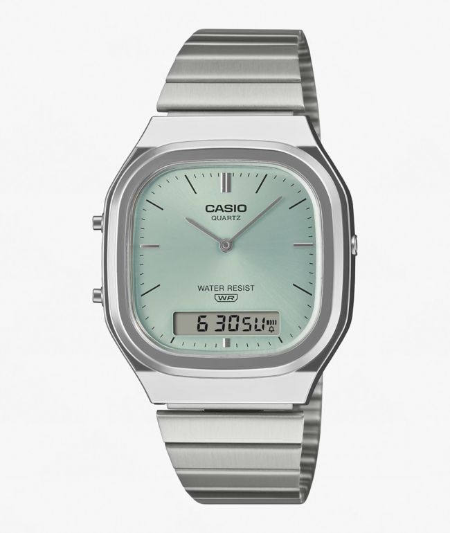 Casio AQ240E-2A Silver & Warm Blue Analog & Digital Watch - Casio
