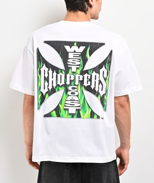 West Coast Choppers Red Outline Cross Black Wash T-Shirt | Zumiez