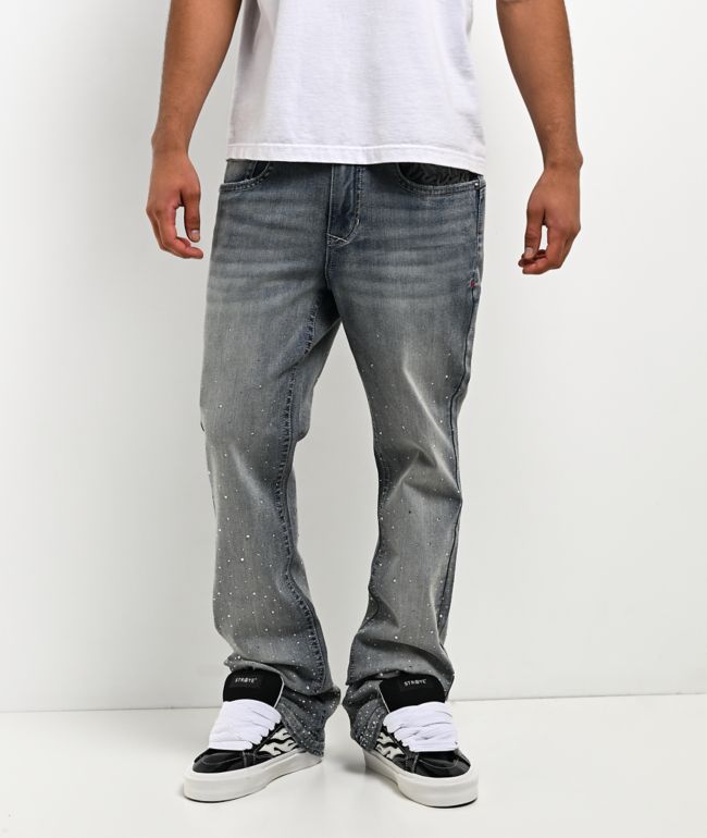 Ninth Hall Jewelled Blue Denim Skinny Flare Jeans - Ninth Hall