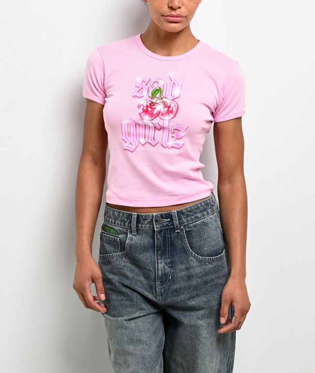 $AD GIRLZ By Junior H Y2K La Cherry Pink T-Shirt - SAD GIRLZ