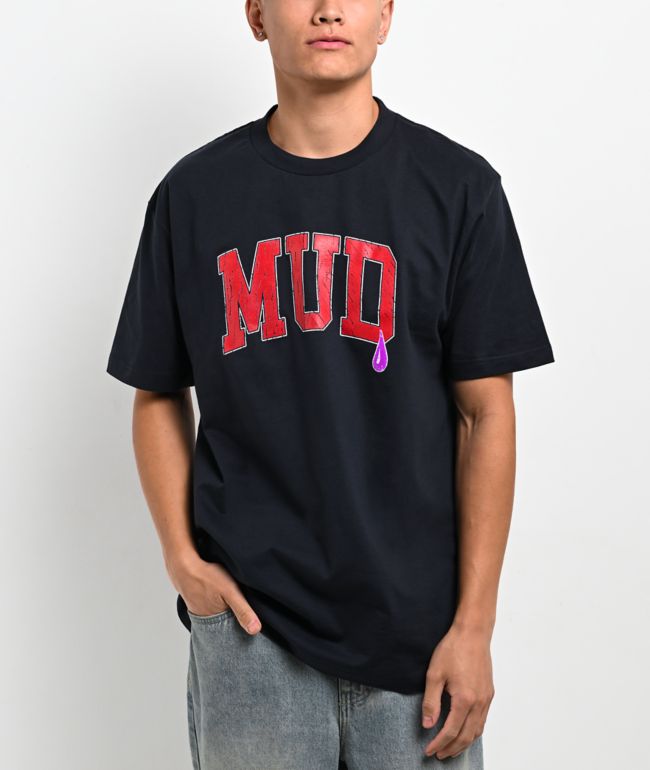 Purple Wax Block Navy T-Shirt - Purple Wax