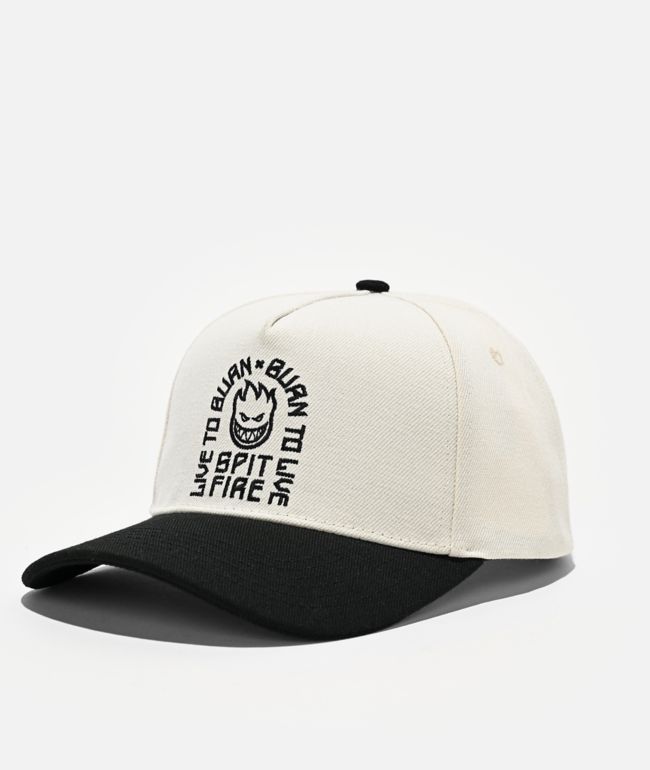 Spitfire Live To Burn White & Black Snapback Hat - Spitfire