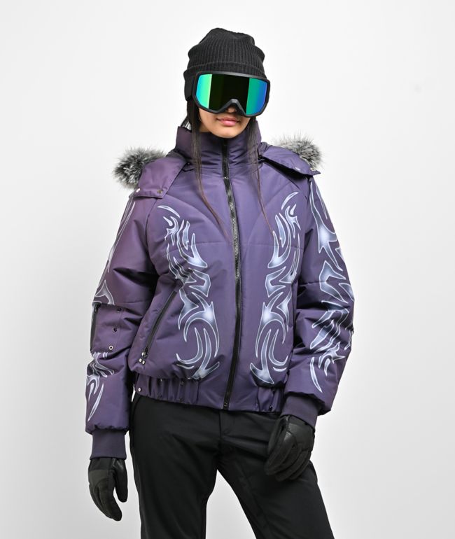 Insomnia Visuals Sigil Faux Fur Purple Snowboard Jacket - Insomnia Visuals