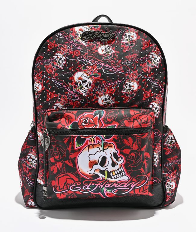 Ed Hardy Eloise Black & Red Backpack - Ed Hardy