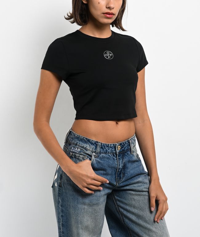 L/AB c/o Off-White™ Black Crop T-Shirt - L/AB c/o Off-White