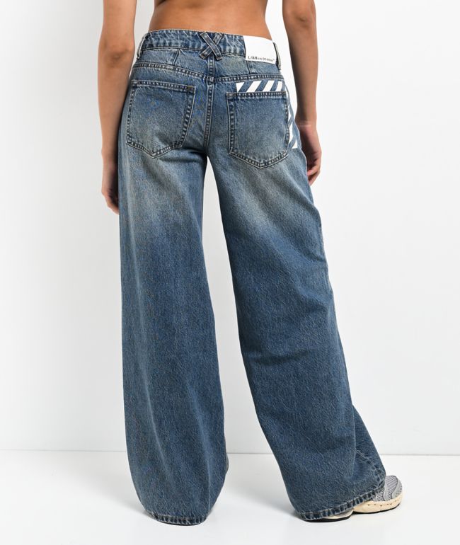 L/AB c/o Off-White™ Blue Wash Low Rise Baggy Jeans - L/AB c/o Off-White