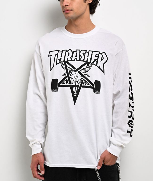 Thrasher Goat Destroy White Long Sleeve T-Shirt - Thrasher