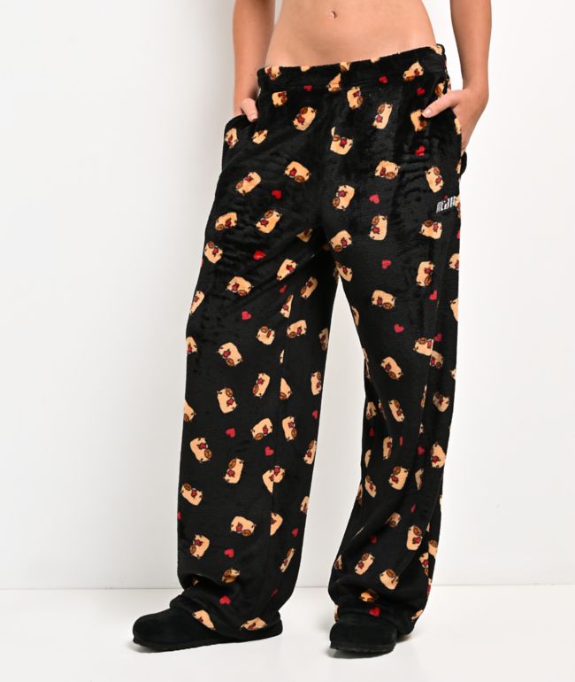 A.LAB Capybara Black Plush Lounge Pants - A.LAB