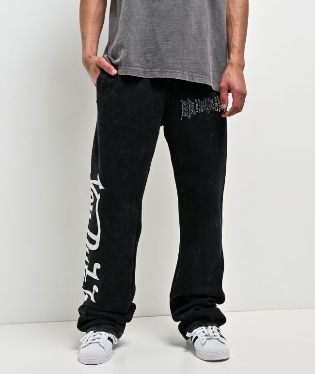 Von Dutch Originals Black Wash Flare Sweatpants - Von Dutch