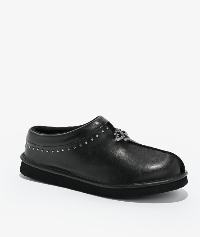 Worst Case Chrome Fleur Black Mule Shoes - 