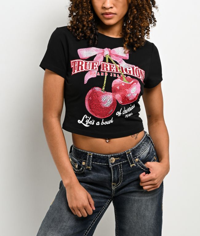 True Religion Cherry Black Crop T-Shirt - True Religion