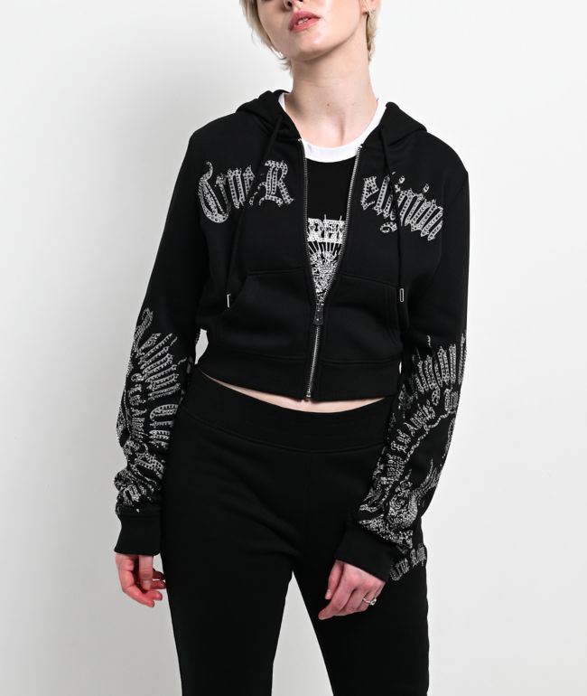 True Religion Virgin Mary Shrunken Black Zip Hoodie - True Religion
