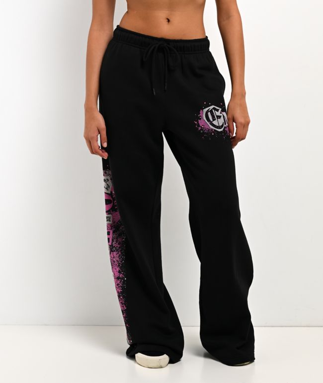 Empyre Pink Riot Black Wide Leg Sweatpants - Empyre