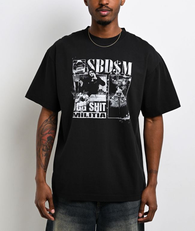 ShittyBoyz Dog Shit Militia BabyTron Grunge Black T-Shirt - ShittyBoyz Dog Shit Militia