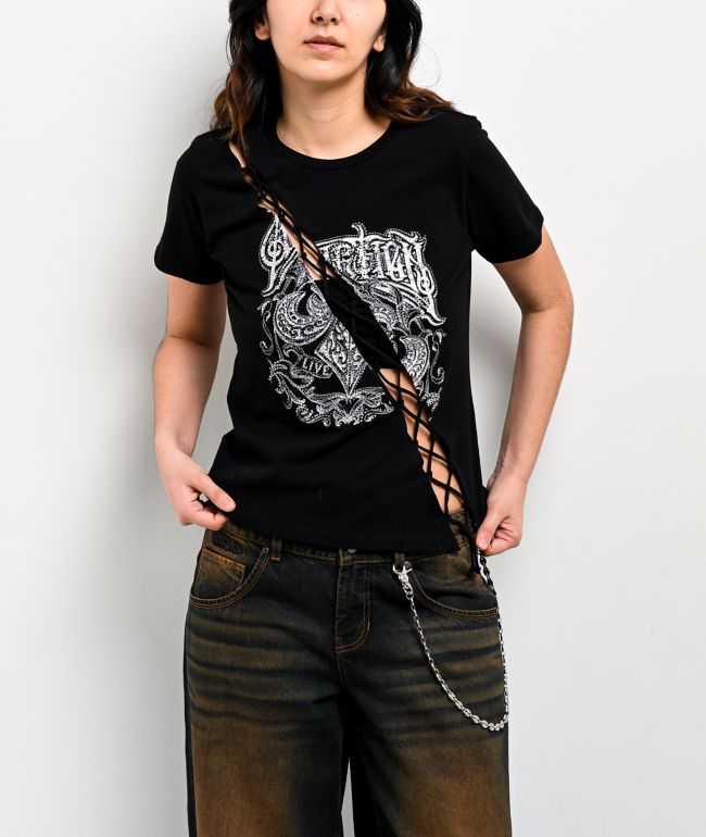  Affliction Legacy Black Lace Front Black T-Shirt - Affliction