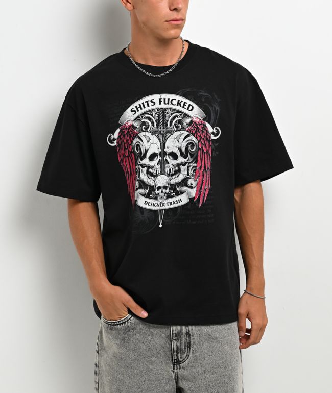 Designer Trash Skull Fucked Black T-Shirt - Designer Trash