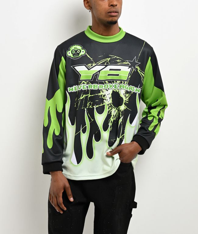 NBA YoungBoy MX Flame Green Long Sleeve Jersey - NBA YoungBoy