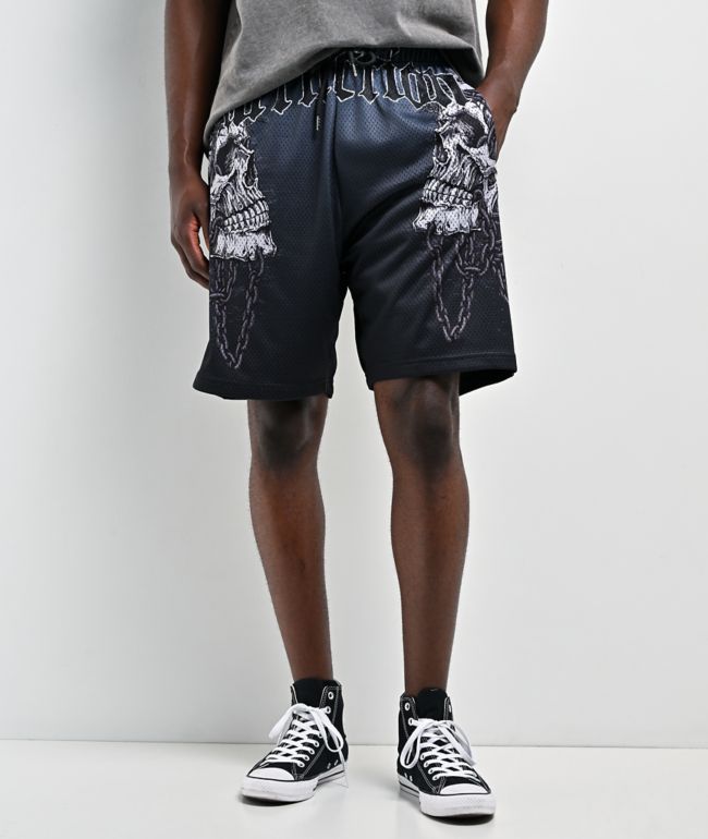 Affliction Shackled Thorn Charcoal Mesh Shorts - Affliction