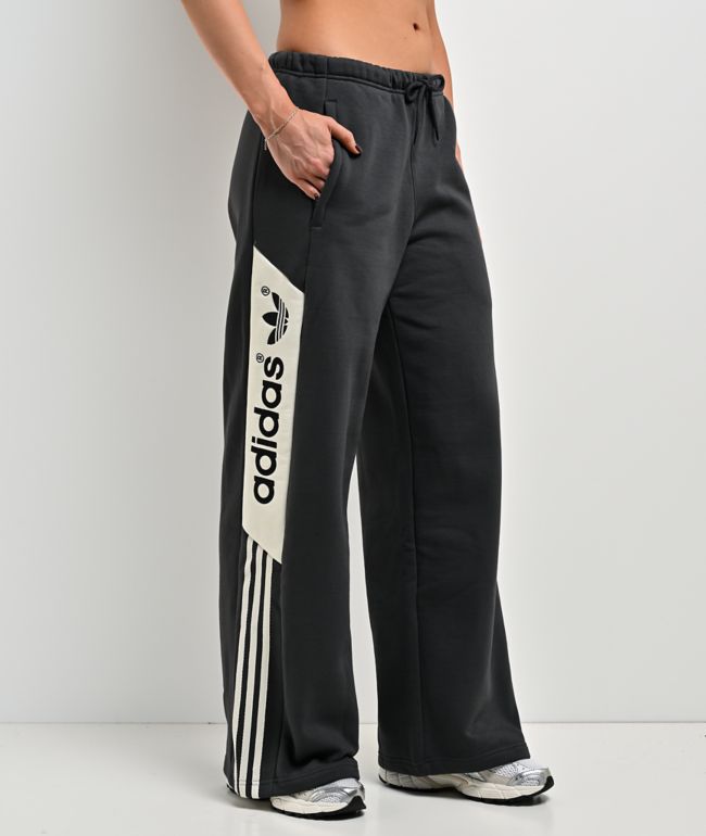 adidas Adisignature NY Block Utility Black Wide Leg Sweatpants - adidas
