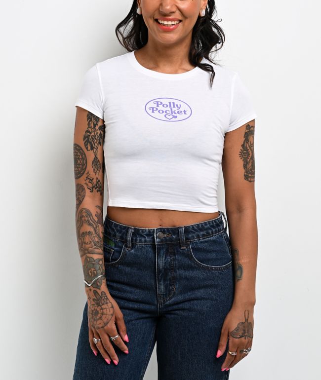 Polly Pocket Believe White Crop T-Shirt - 