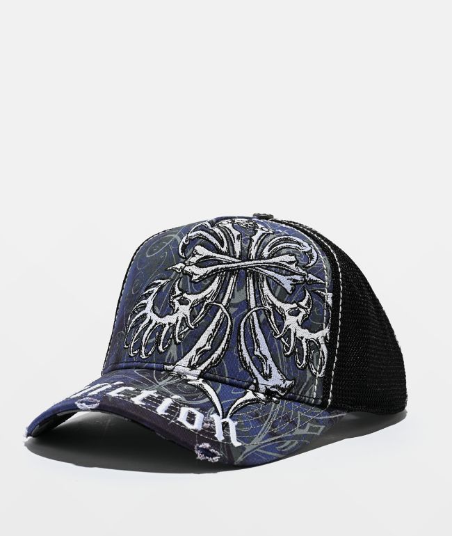 Affliction Skeleton Black Trucker Hat - Affliction