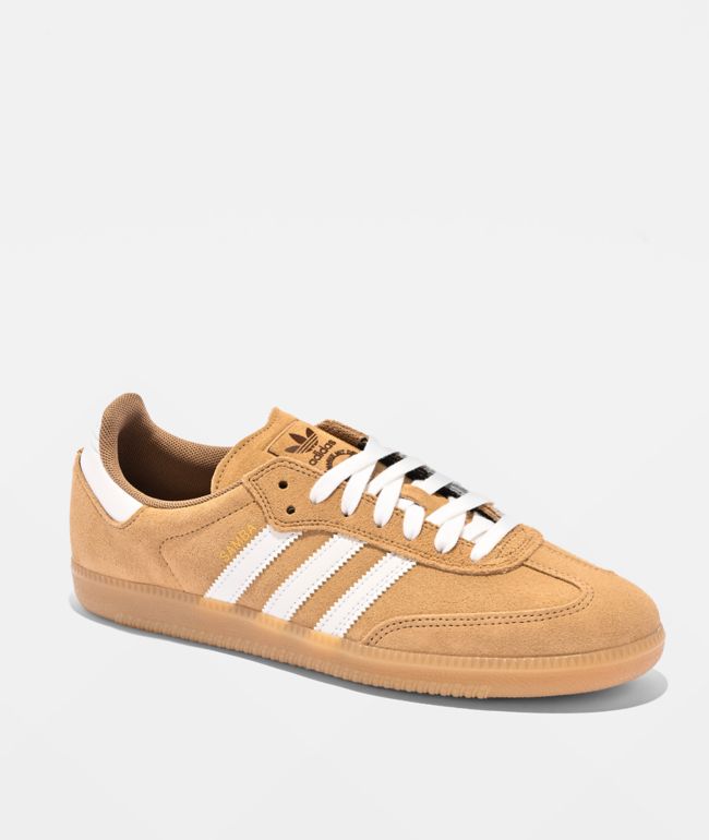 adidas Samba ADV Beige, White & Gum Skate Shoes - adidas