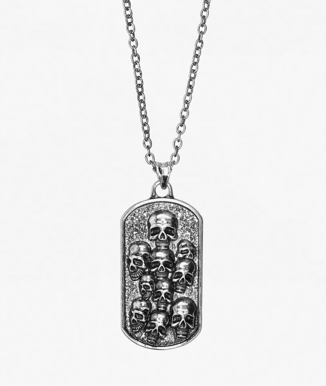 Insomnia Visuals Skulls Dog Tag Silver Necklace - Insomnia Visuals