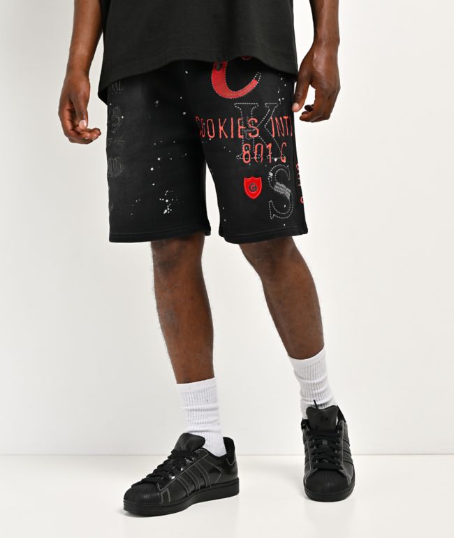 Cookies Gold Rush Splatter Black Sweat Shorts - Cookies Clothing