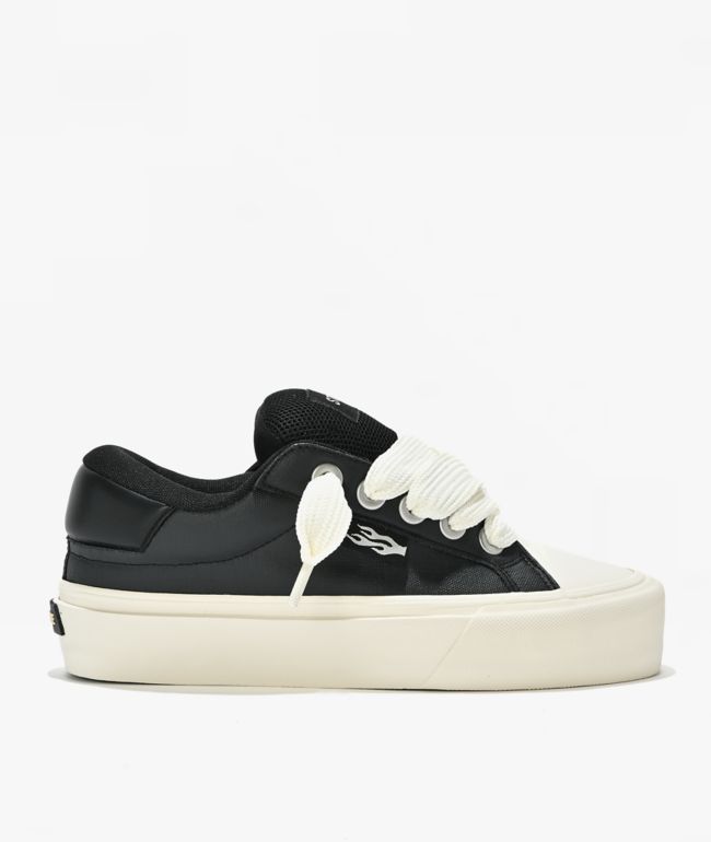 Straye Venice Buff Black & White High Top Skate Shoes - Straye