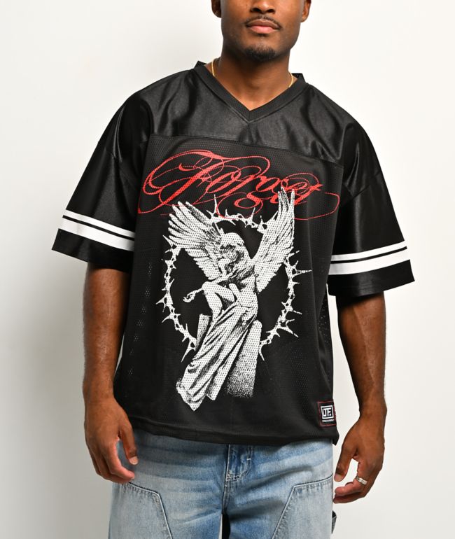 Learn To Forget Angel Black Football Jersey - LTF