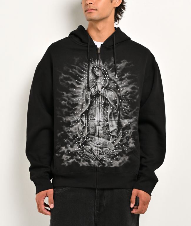 Learn To Forget Mary Studded Black Zip Hoodie - LTF