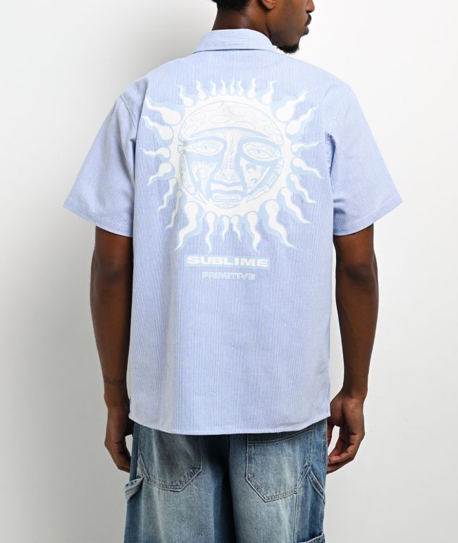 Primitive x Sublime Day Shift Blue Stripe Short Sleeve Button Up Shirt - Primitive