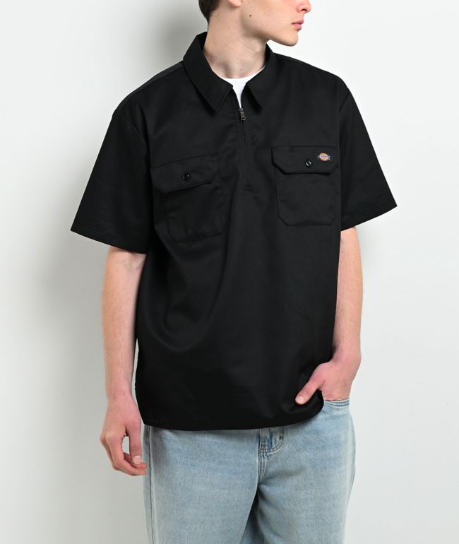 Dickies Black Quarter Zip Work Shirt - Dickies