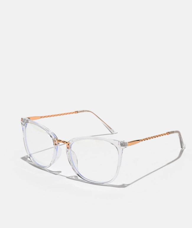 Braided Blue Light Clear & Gold Glasses - I SEA