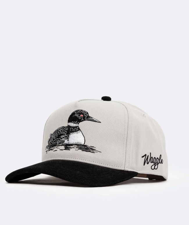 Waggle Red Eye White & Black Snapback Hat - Waggle