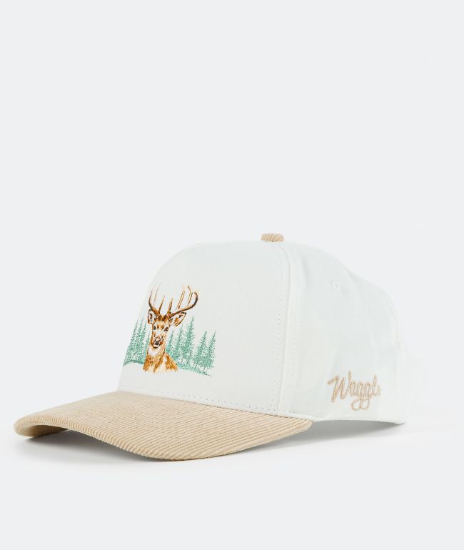 Waggle Whitetail White & Beige Snapback Hat - Waggle