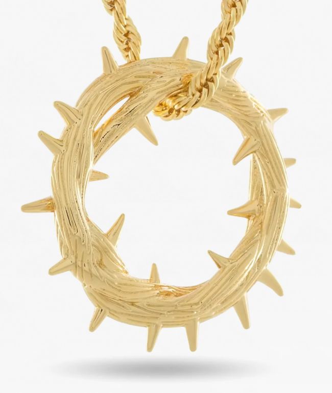 King Ice Crown Of Thorns 22" Gold Rope Necklace - King Ice