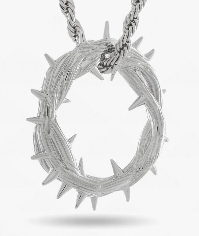 King Ice Crown Of Thorns 22" White Gold Rope Necklace - King Ice