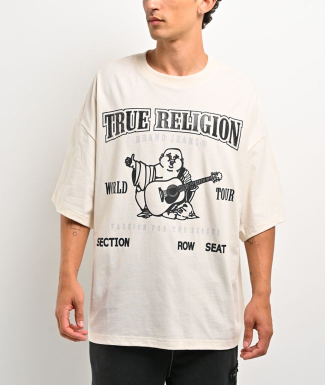 True Religion Concert Logo Cream Oversized T-Shirt - True Religion
