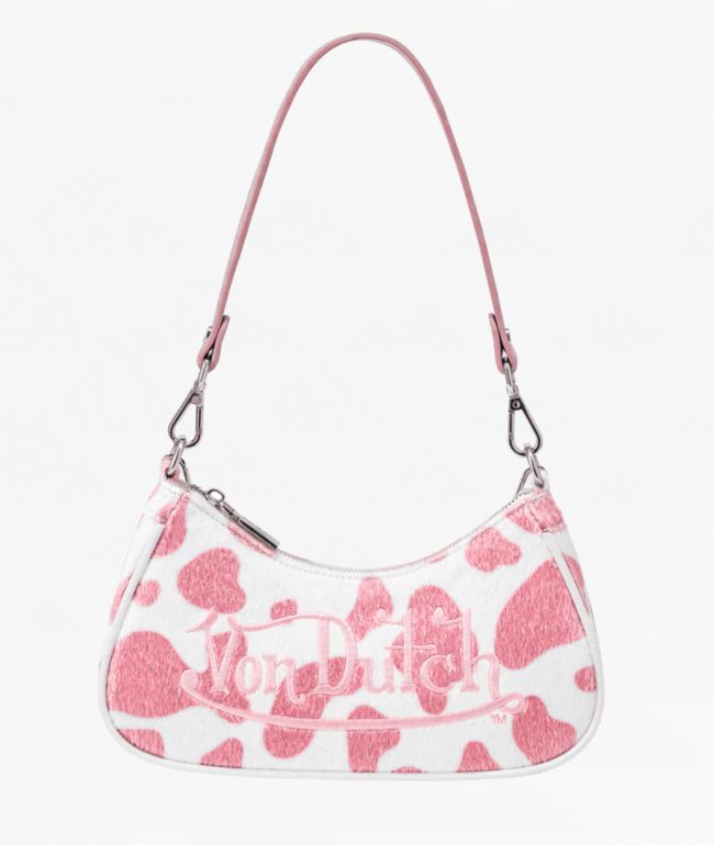 Von Dutch Pink Cow Print Shoulder Bag - Von Dutch